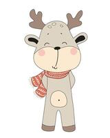 Smiling Reindeer with Scarf vector