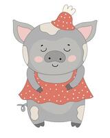 Smiling Pig Character vector