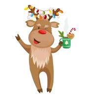 Reindeer with Holiday Mug vector