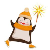 Penguin with Sparkler vector