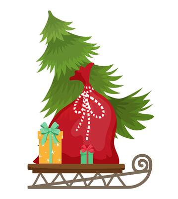 Sleigh with Christmas Tree
