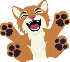 A cartoon cat with its paws up and its eyes open vector