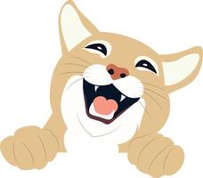 A smiling cat with its tongue out and its eyes open vector