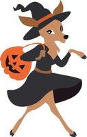 Deer Witch Halloween Trick or Treating vector