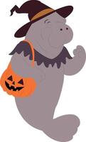 Manatee Witch Halloween Costume Trick vector
