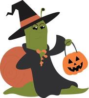 Halloween Snail Witch Candy Bucket vector