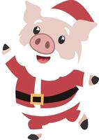 Christmas Pig Santa Cartoon Design vector