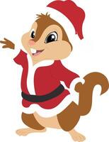 Christmas Chipmunk Santa Outfit Waving vector