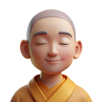 serene contemporary Portrait of a serene monk with closed eyes and a peaceful expression, lit by soft, natural light, in a minimalist style exclusive png
