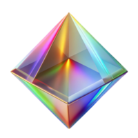 elegant contemporary A field of geometric prisms refracting light into a spectrum of colors, lit by a bright, white light, op art style authentic png