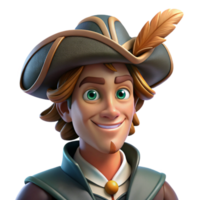 stunning classic Portrait of a charming rogue with a sly grin and a feathered hat, lit by dim tavern light, in a swashbuckler style authentic png