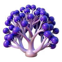 wonderful abstract A complex network of branching fractal trees, rendered in shades of deep blue and violet, psychedelic style high quality png