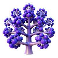 elegant contemporary A complex network of branching fractal trees, rendered in shades of deep blue and violet, psychedelic style professional png