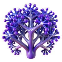 extraordinary abstract A complex network of branching fractal trees, rendered in shades of deep blue and violet, psychedelic style original png