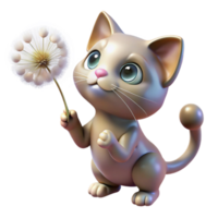 beautiful modern A curious kitten batting at a floating dandelion seed, soft window light, whimsical art style high quality png