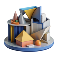 stunning abstract Deconstructivist museum, fragmented forms, angular shapes, bold colors, abstract, premium png
