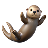 magnificent classic A playful sea otter floating on its back, calm ocean light, wildlife photography style premium png