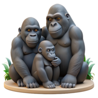 serene traditional A gorilla family grooming each other in the rainforest, dappled jungle light, nature documentary style professional png