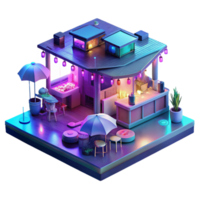 magnificent abstract Cyberpunk street market, neon signs, holographic projections, crowded, rainy night, original png