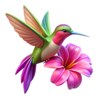 impressive artistic A hummingbird hovering near a vibrant fuchsia flower, motion blur on the wings, vibrant colors, dynamic lighting genuine png
