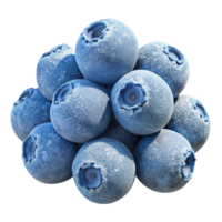 serene artistic A cluster of ripe blueberries covered in frost, close-up, crisp morning light, photorealistic high quality png