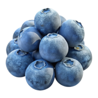 serene classic A cluster of ripe blueberries covered in frost, close-up, crisp morning light, photorealistic high quality png