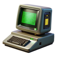 wonderful minimalist A vintage computer terminal displaying complex code, flickering green text on a black screen, dimly lit room, retrofuturism style 4K png