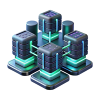extraordinary abstract A network of interconnected servers with glowing data streams, complex wiring and circuitry, dark room with neon accents, cyberpunk style detailed png