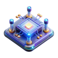 magnificent contemporary A levitating circuit board with glowing components, intricate design, dark background with directional lighting, technological abstract style genuine png