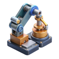 serene vintage A robotic arm assembling a microchip, precise movements, industrial lighting, hyperrealistic style detailed png