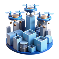 elegant classic A group of drones delivering packages in a futuristic city, aerial view, dynamic lighting, photorealistic style high resolution png