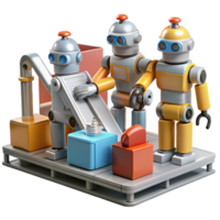 impressive rustic A group of robots working in a factory, industrial setting, realistic lighting, industrial photography style premium png