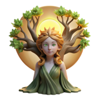magnificent abstract A serene dryad emerging from an ancient oak tree, sun-drenched lighting, pre-Raphaelite style original png