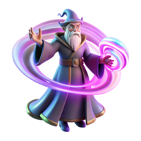 beautiful classic A powerful wizard conjuring a swirling vortex of energy, neon lighting, cyberpunk style 4K png