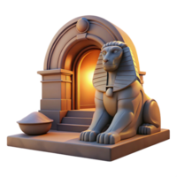 beautiful abstract A mysterious sphinx guarding a hidden portal, desert sunset lighting, art deco style high resolution png