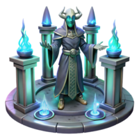 wonderful rustic Alien priest performing a ritual in a bioluminescent temple, mystical lighting, fantasy art style exclusive png