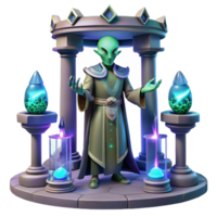 wonderful creative Alien priest performing a ritual in a bioluminescent temple, mystical lighting, fantasy art style 4K png