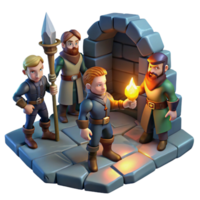 extraordinary creative A group of adventurers exploring a dark dungeon, torchlight lighting, dungeons and dragons style genuine png