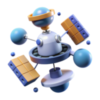 dramatic creative Advanced AI controlling a network of satellites, data stream lighting, abstract technology style genuine png