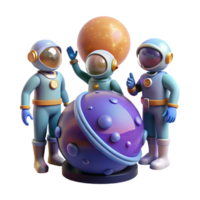 magnificent creative A group of space explorers discovering a new planet, bright lighting, optimistic sci-fi style high resolution png