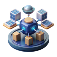 elegant modern Advanced AI controlling a network of satellites, data stream lighting, abstract technology style professional png