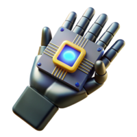 serene classic Bionic hand holding a glowing data chip, focused lighting, tech noir style exclusive png
