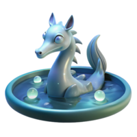 elegant classic A playful kelpie emerging from a shimmering lake, moonlight lighting, romanticism style high resolution png