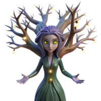 atemberaubend modern ein mysteriös Dryade verwandeln in ein Baum, Dämmerung Beleuchtung, Surrealismus Stil hoch Auflösung png
