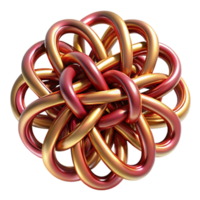 beautiful contemporary A complex web of interconnected lines forming intricate knots and loops, in shades of deep red and metallic gold. Dramatic, contrasting lighting detailed png