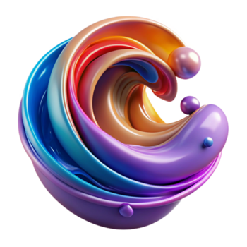 dramatic modern A dynamic, abstract depiction of fluid dynamics, with swirling, colorful liquids blending and separating. High contrast lighting emphasizes the movement detailed png