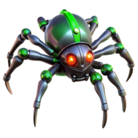 impressive rustic A menacing steampunk spider, mechanical legs with sharp points, glowing red eyes, ominous green lighting detailed png