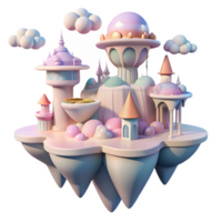 elegant traditional A surreal landscape of floating islands and impossible architecture, rendered in a dreamlike, pastel color palette. Soft, ambient lighting high resolution png
