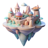 wonderful creative A surreal landscape of floating islands and impossible architecture, rendered in a dreamlike, pastel color palette. Soft, ambient lighting genuine png
