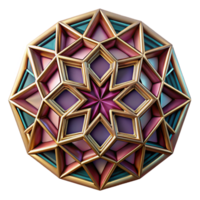 impressive modern A mesmerizing pattern of tessellating geometric shapes, inspired by Islamic art, in rich jewel tones. Soft, diffused lighting high resolution png
